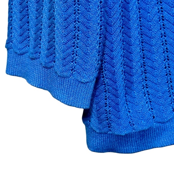 Talbots 100% Pima Cotton Lightweight Pointelle Long Sleeve Button Front Cardigan - Picture 6 of 12